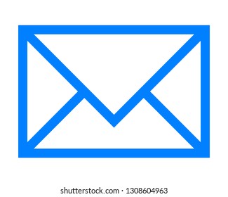 Mail symbol icon - blue simple outline, isolated - vector illustration