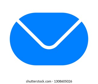 Mail symbol icon - blue simple rounded, isolated - vector illustration