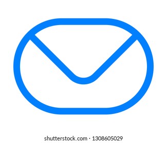 Mail symbol icon - blue simple outline rounded, isolated - vector illustration