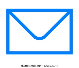 Mail symbol icon - blue simple outline, isolated - vector illustration