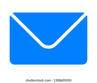 Mail symbol icon - blue simple with rounded corners, isolated - vector illustration