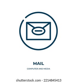 Mail symbol icon. Linear vector illustration from computer and media collection. Outline mail symbol icon vector. Thin line symbol for use on web and mobile apps, logo, print media.