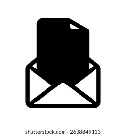 Mail Symbol with Paper Visible Inside the Envelope