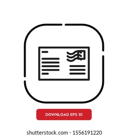 Mail symbol, postcard outline vector icon. Modern, simple flat vector illustration for web site or mobile app
