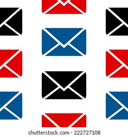 Mail symbol seamless pattern on white background. Vector illustration.