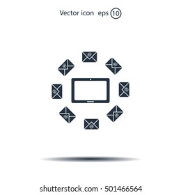 mail tablet, vector illustration
