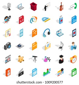 Mail technology icons set. Isometric set of 36 mail technology vector icons for web isolated on white background