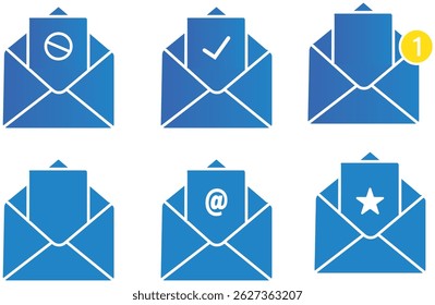 Mail thin line icon set. sent mail, new mail, inbox, email . Mail icon vector for illustration, Flat design sign icon set for web, vactor,