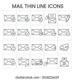 Mail thin line icon stock illustration. Simple Set of Email Line Icons. Message