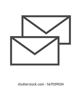 Mail Thin Line Vector Icon Isolated on the White Background.