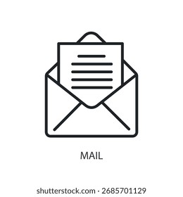 Iconos de vector de línea delgada de correo.