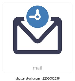 Mail And Time Icon Concept