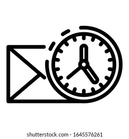 Mail time service center icon. Outline mail time service center vector icon for web design isolated on white background