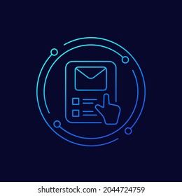 Mail and touch gesture icon, linear design
