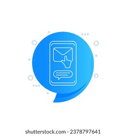Icono de línea de gestos de correo y contacto con smartphone