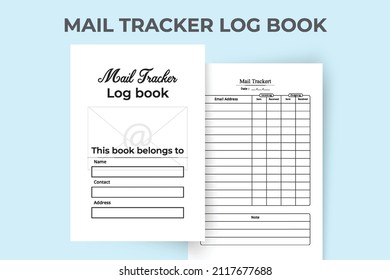 Mail tracker logbook interior. Mail incoming and outgoing diary interior. Business information logbook. Mail checklist journal. Mail tracker log book interior. Notebook Interior.