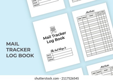 Mail tracker notebook. Mail checker journal template vector. Incoming and outgoing mail tracker logbook. Mail checklist journal interior. Log book interior.