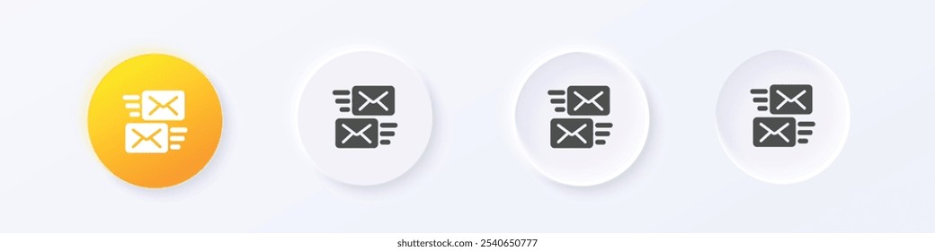 Mail traffic icon. Neumorphism round style button design vector