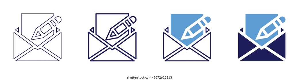 Mail train icon in 4 different styles. Thin Line, Line, Bold Line, Duotone. Duotone style. Editable stroke.