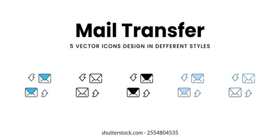 Mail Transfer icons set in different style vector stock illustration