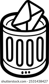 Icono e ilustración de Vector doodle de basura de correo