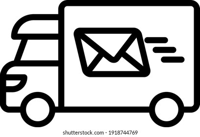 mail truck Concept, moving letter lorry transport Vector Icon Design, postal service symbol, physically transporting postcards and parcels Sign, Courier and Shipping Services Stock illustration