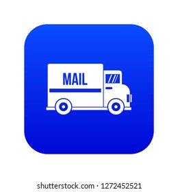 Mail truck icon digital blue for any design isolated on white vector illustration