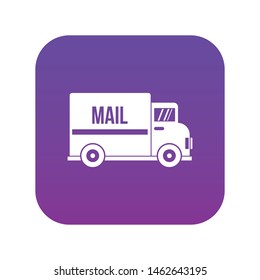 Mail truck icon digital purple for any design isolated on white vector illustration