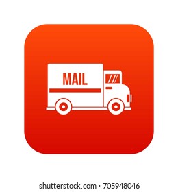 Mail Truck Icon Digital Red For Any Design Isolated On White Vector Illustration