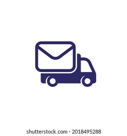 mail truck icon, van and letter