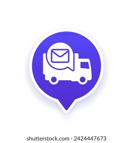 icono de camión de correo, diseño de vector