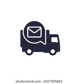 mail truck icon, vector pictogram on white