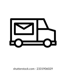 mail truck line icon illustration vector graphic. Simple element illustration vector graphic, suitable for app, websites, and presentations isolated on white background