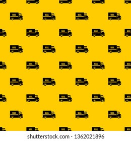 Mail truck pattern seamless vector repeat geometric yellow for any design