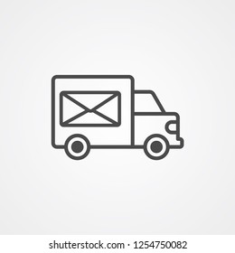 Mail Truck Vector Icon Sign Symbol