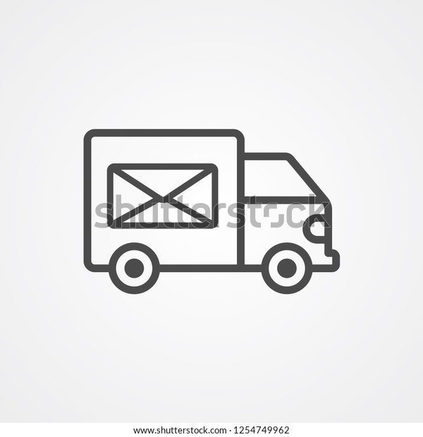 Mail truck vector icon sign\
symbol