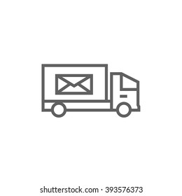 Icono de línea de furgoneta de correo.