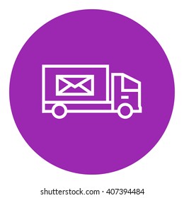 Icono de línea de furgoneta de correo.