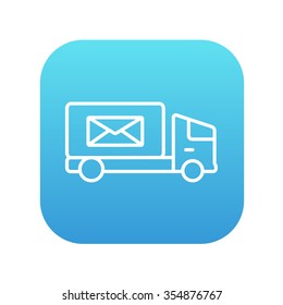 Mail van line Symbol für Web-, Mobil- und Infografiken. Vektorweißes Symbol auf dem blauen Farbverlauf-Quadrat mit abgerundeten Ecken einzeln auf weißem Hintergrund.