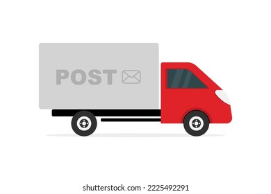 Mail van. Post truck. Cargo truck transportation. Fast delivery or logistic transport. Delivery truck van. Express delivery, shipping, truck icon, quick move. Vector illustration