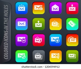 Mail vector colored icons in the holes easily adapt to any background