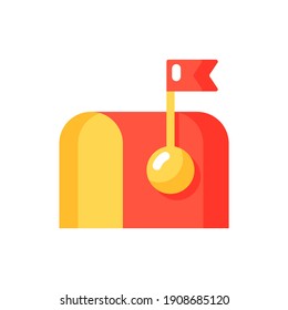 Mail vector flat color icon. Receiving text document through internet. Letters via email. Online contact. Web interface button. Cartoon style clip art for mobile app. Isolated RGB illustration