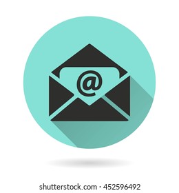 Mail vector icon. Black Illustration isolated on green background for graphic and web design.