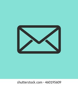 Mail vector icon. Black illustration isolated on green background for graphic and web design.