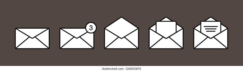 Mail vector icon. The letters in envelopes. The unread message. A new message. An e-mail. A busyness letter. Reading the mail. Checking the post