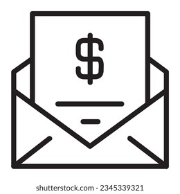 Mail Vector Icon, Lineal style, isolated on Black and white Background.