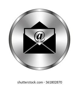mail - vector icon;  metal button