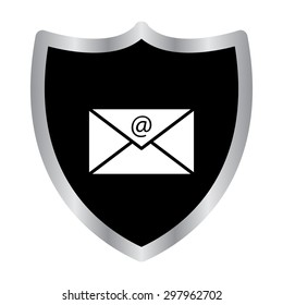 mail - vector icon on a black shield