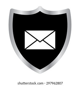 mail - vector icon on a black shield