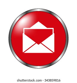 mail - vector icon  on the red button